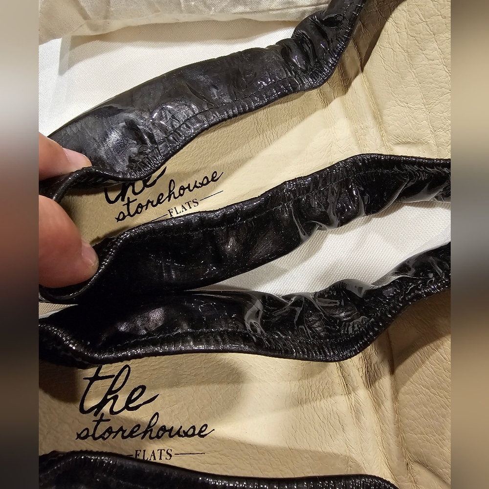 The Storehouse Black Tanned Oil Patent Leather Flats 10